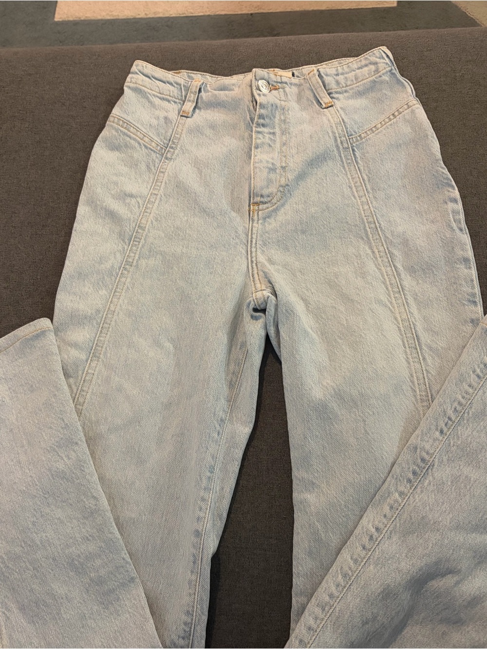 We The Free Light Wash High-Rise Wide Leg Jeans